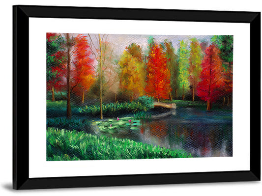 Autumn Pond with Water Lilies Wall Art