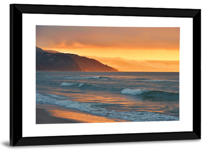 Cliffside Sunset Over Ocean Wall Art