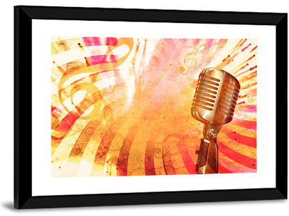 Vintage Microphone Orange Burst Wall Art