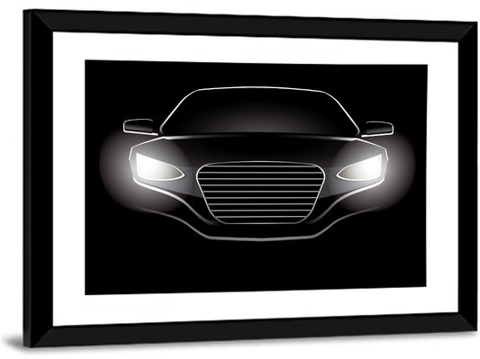 Front-facing Sports Car Illustration Wall Art