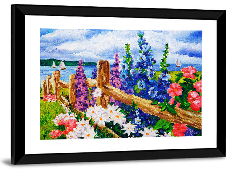 Seaside Floral Oil Painting Wall Art