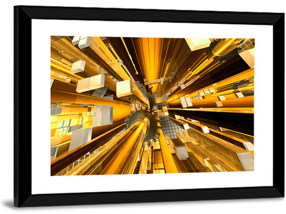 Golden Highway Abstraction Wall Art