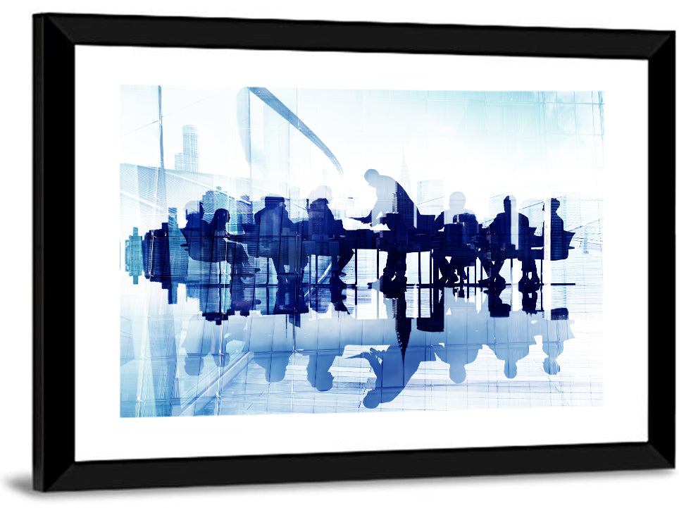 Corporate Meeting with City Reflection Wall Art