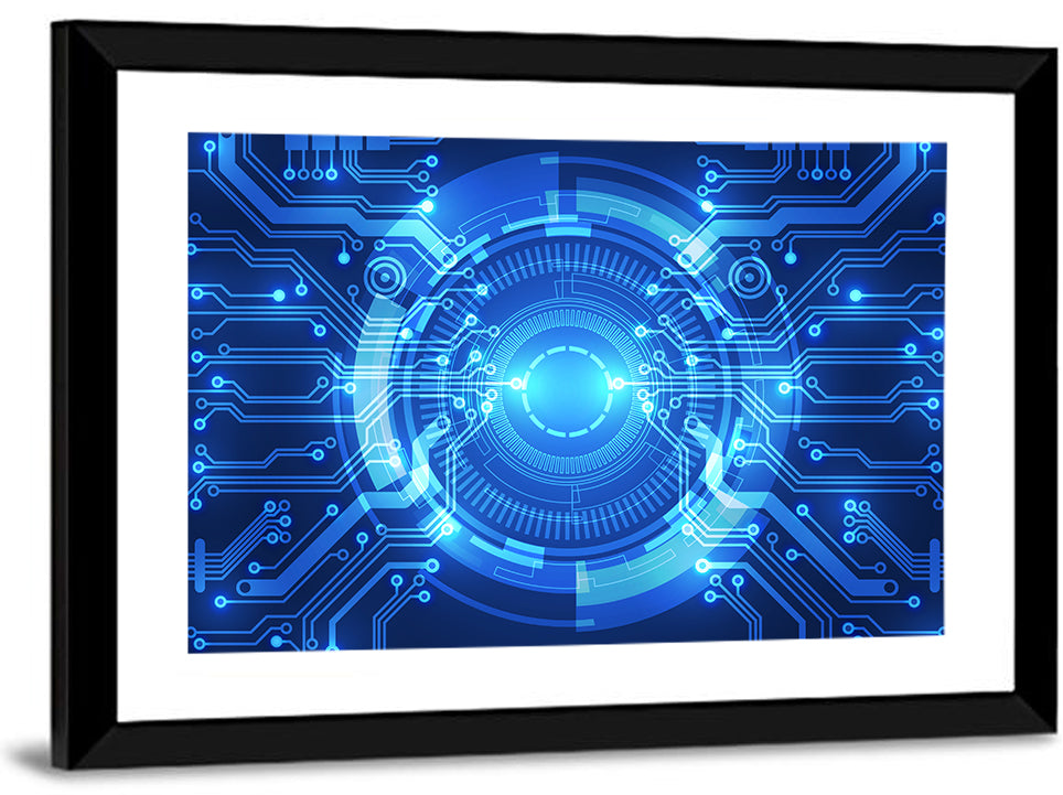 Glowing Circuit Core Wall Art