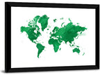 Green Watercolor World Map Wall Art