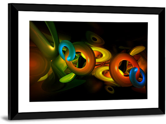 Colorful 3d Geometric Rings Wall Art