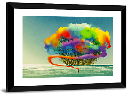 Tree with Smoke Flare Wall Art