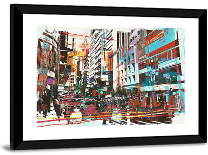 Blurred City Street Illustration Wall Art