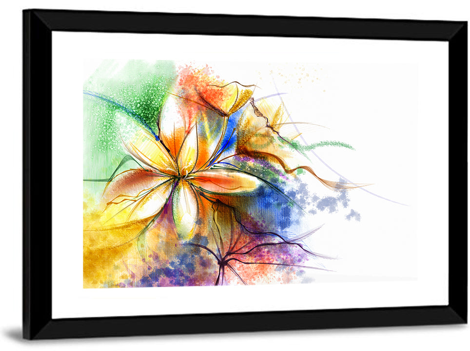 Asymmetrical Watercolor Floral Study Wall Art