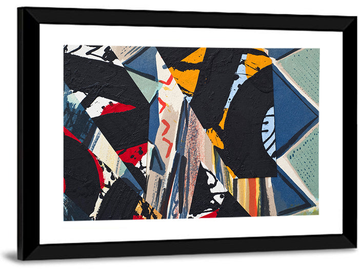 Textured Geometric Paper Collage Wall Art as a framed print