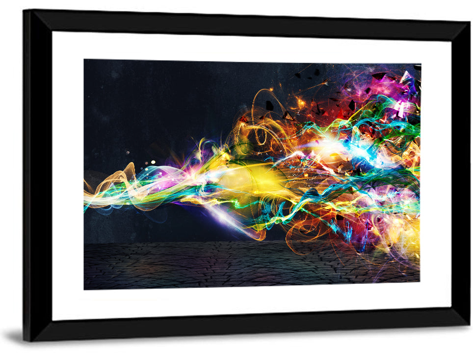 Glowing Energy Ribbons Abstract Wall Art
