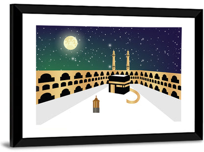 Kaaba Night Illustration Wall Art