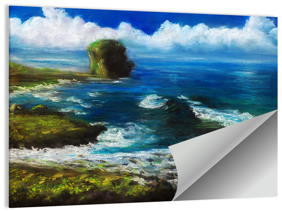 Coastal Cliff Illustration Wall Art