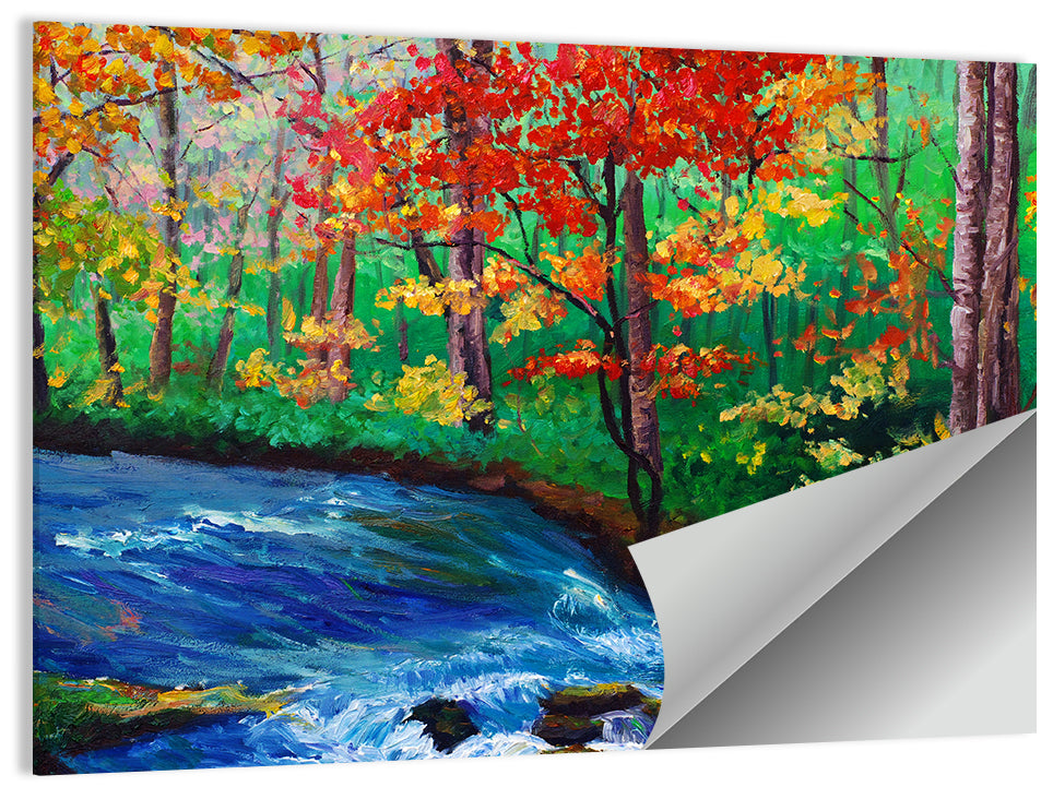 Maple by the Stream Illustration Wall Art