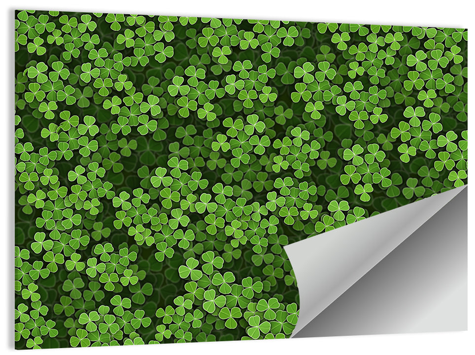 Emerald Shamrock Pattern Illustration Wall Art