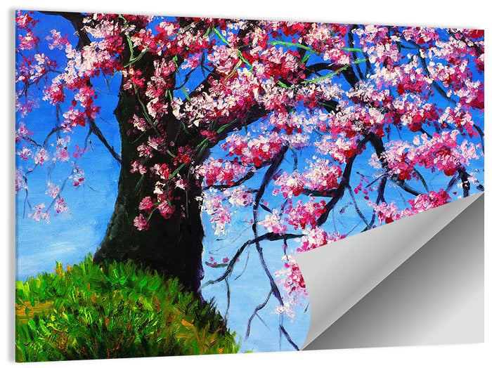 Spring Cherry Tree Illustration Wall Art as a poster print
