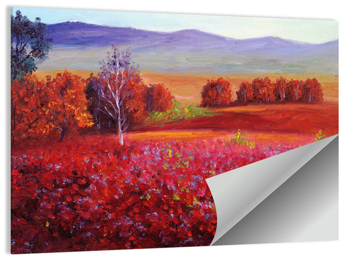 Red Autumn Landscape Wall Art as a poster print