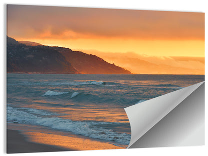Cliffside Sunset Over Ocean Wall Art