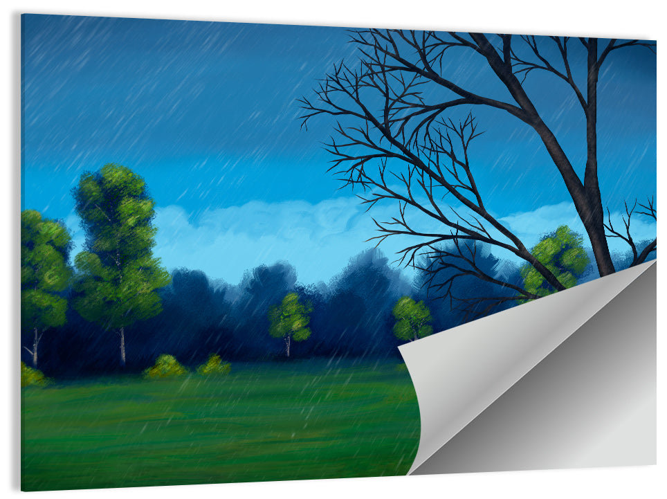 Rainy Park Meadow Wall Art