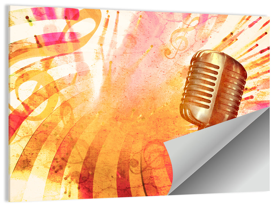 Vintage Microphone Orange Burst Wall Art