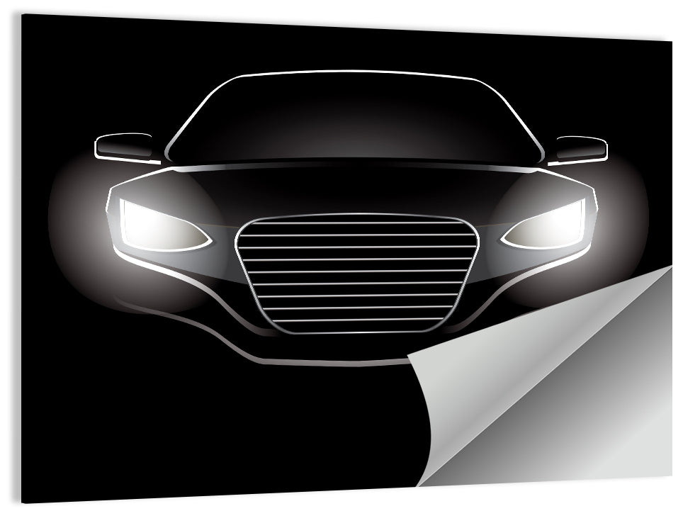 Front-facing Sports Car Illustration Wall Art