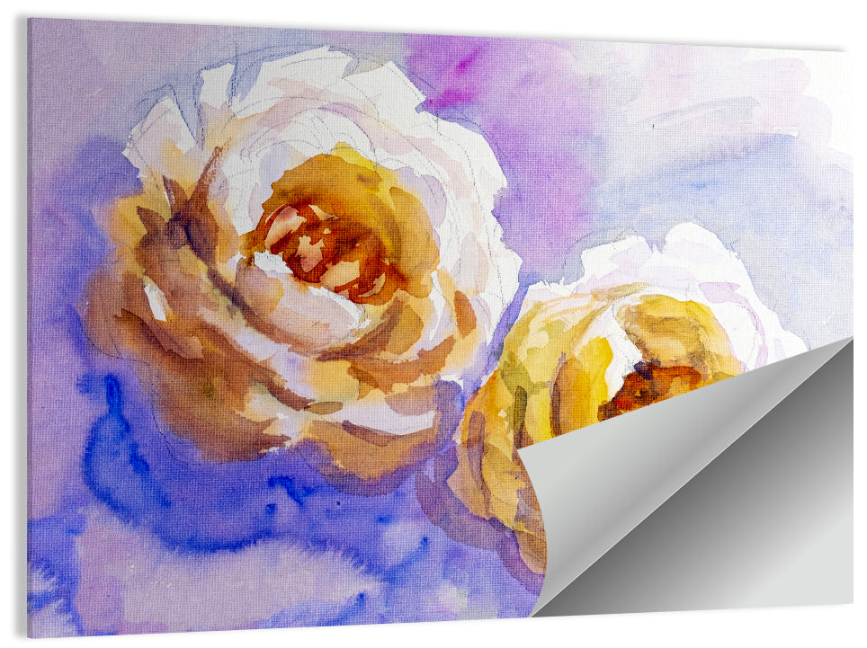 Diagonal Rose Pair Study Wall Art