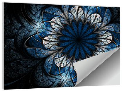 Blue Fractal Flower Wall Art