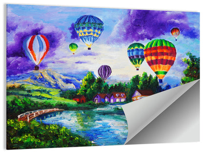 Vibrant Hot Air Balloons Over Lake Wall Art