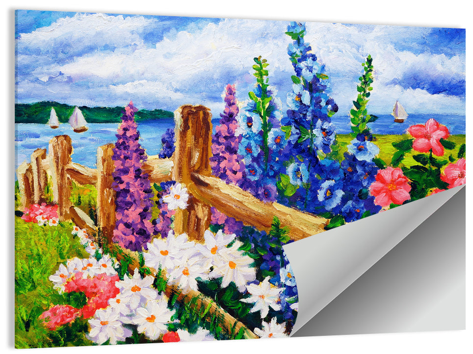 Seaside Floral Oil Painting Wall Art