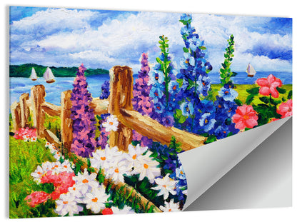 Seaside Floral Oil Painting Wall Art