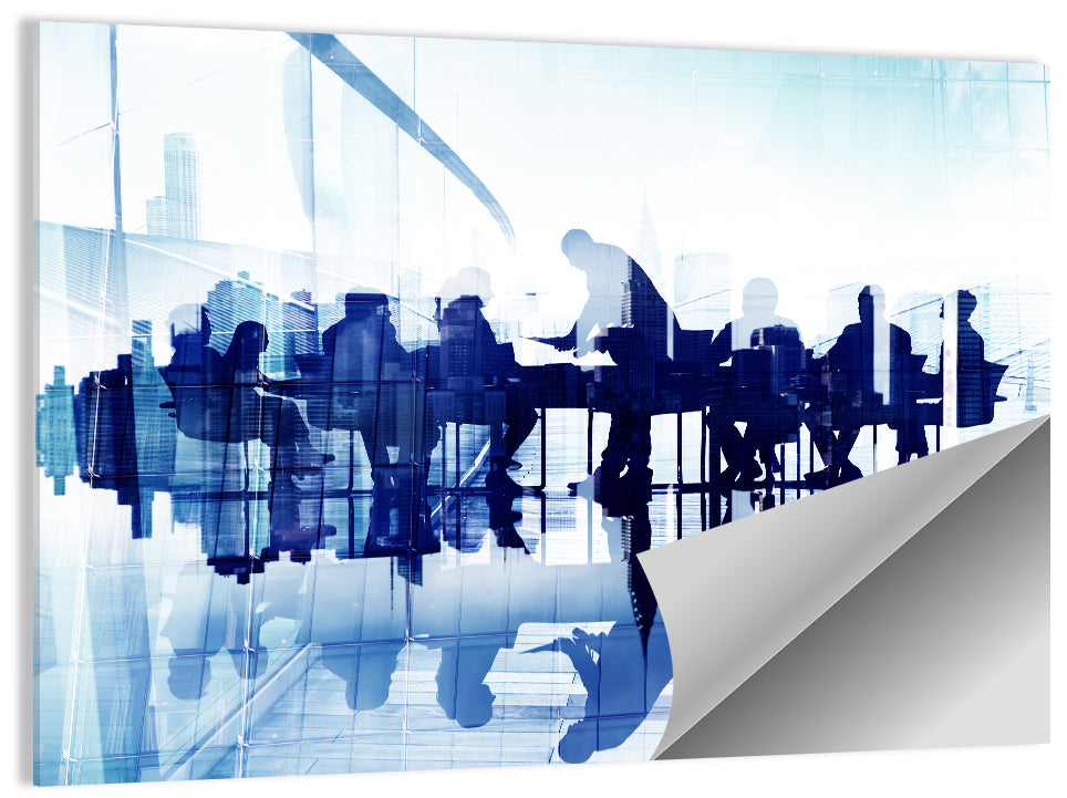 Corporate Meeting with City Reflection Wall Art