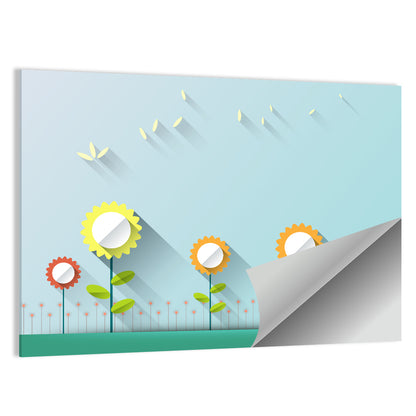 Layered Paper Flowers Illustration Wall Art