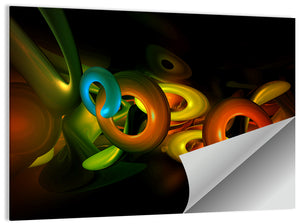 3D Colorful Abstract Shapes Wall Art