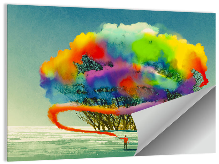 Tree with Smoke Flare Wall Art as a poster print