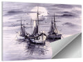Moonlit Harbor Sailboats Wall Art