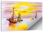 Three Sailboats at Sunset Wall Art