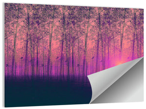 Foggy Poplar Trees Artwork Wall Art