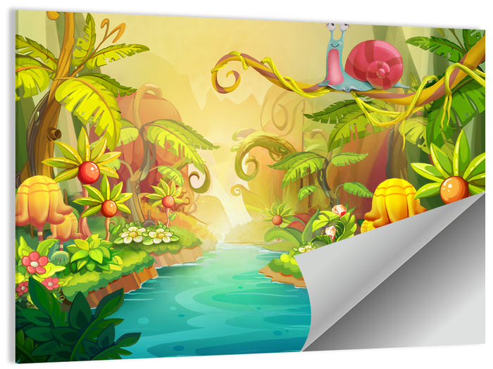 Fairy River with Snail Wall Art as a poster print