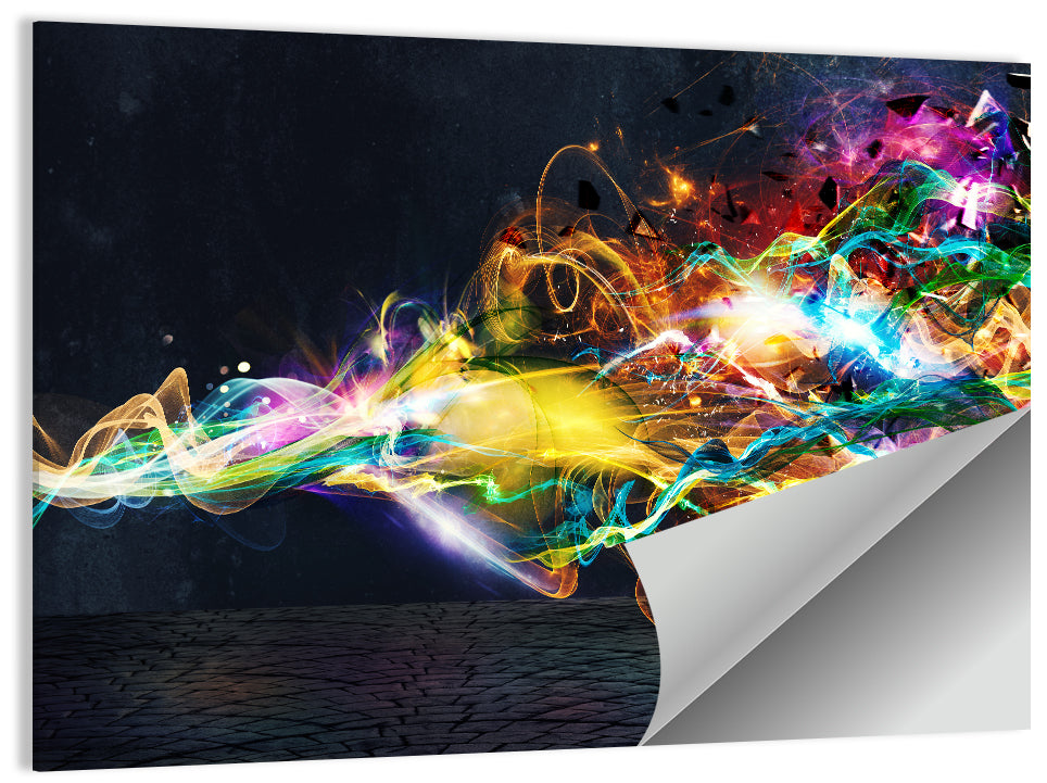 Glowing Energy Ribbons Abstract Wall Art