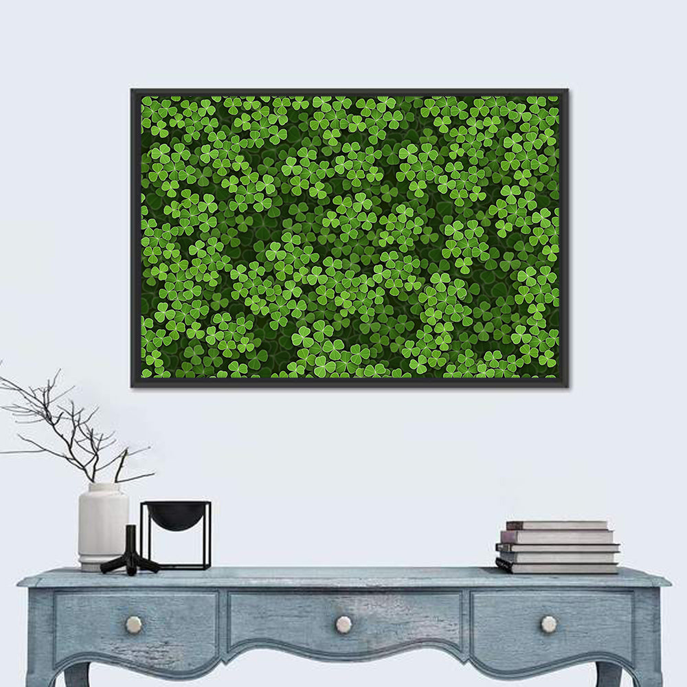Emerald Shamrock Pattern Illustration Wall Art