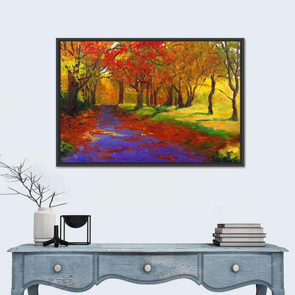 Autumn Maple Forest Path Wall Art