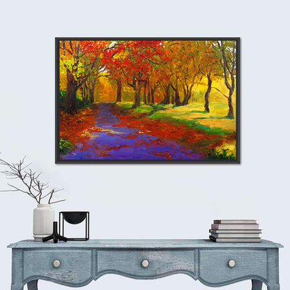 Autumn Maple Forest Path Wall Art