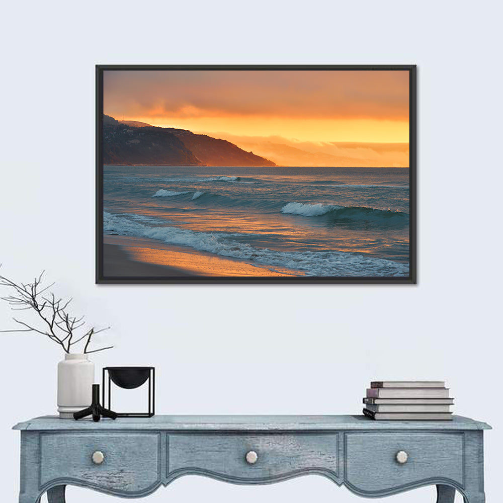 Cliffside Sunset Over Ocean Wall Art