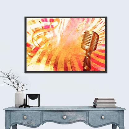 Vintage Microphone Orange Burst Wall Art