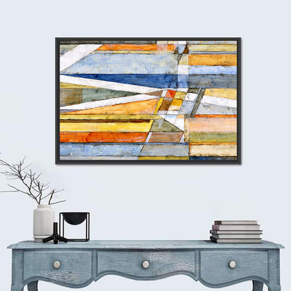 Layered Geometric Abstract with Diagonal Band Wall Art