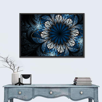 Blue Fractal Flower Wall Art