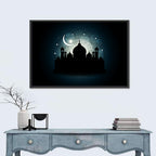 Mosque Silhouette with Crescent Moon Wall Art