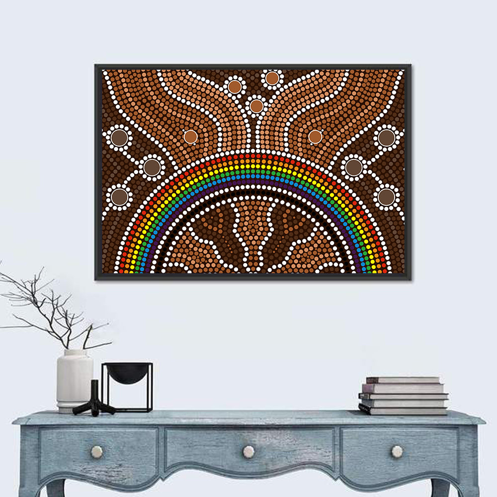 Stippled Rainbow Pattern Illustration Wall Art in a room, landscape