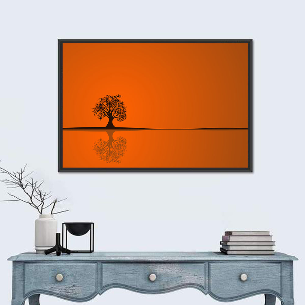 Autumn Tree Illustration Wall Art in a room, landscape