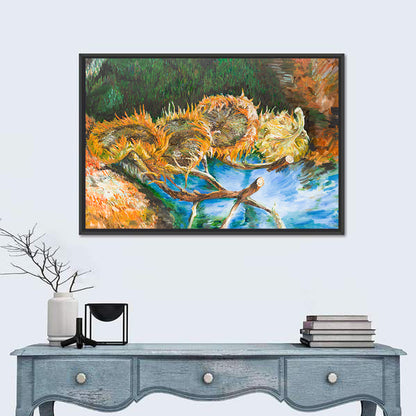 Four Sunflowers Over Water Wall Art